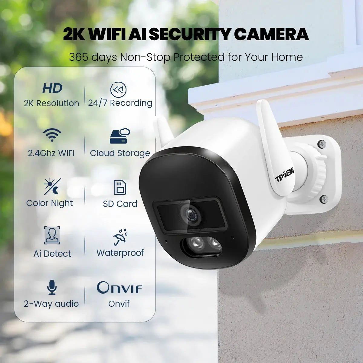 Simples Market 2K 3MP WiFi outdoor bullet IP camera with AI detection and IP66 protection