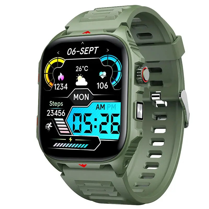 Bluetooth Smart Watch With Call And Heart Rate Monitor Fitness Tracker 2.01 Inch HD Touch Screen IP68 Android