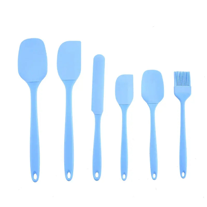 Cream Color Silicone Kitchenware Six Piece Set With Scraper Spatula And Oil Brush For Baking And Cooking