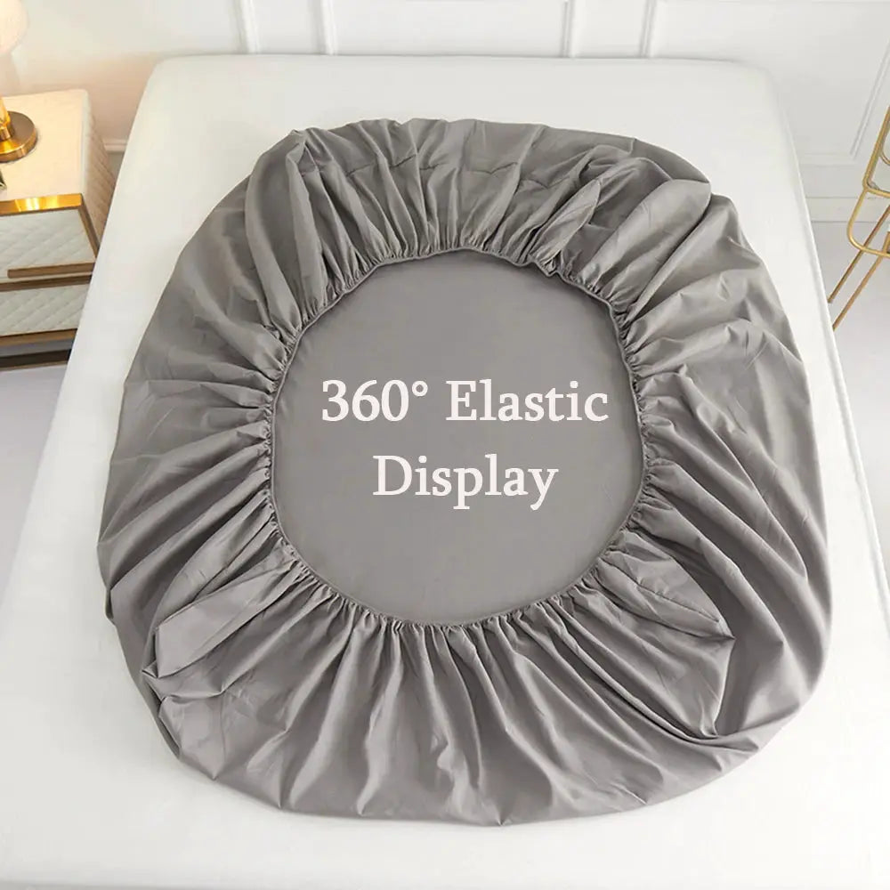 Simples Market gray fitted sheet, 100% polyester with 360° elastic edge