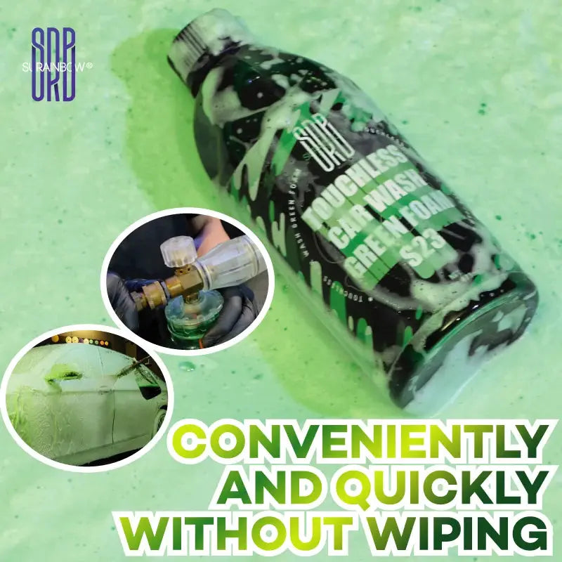 Green foaming car wash soap by Simples Market; foam cannon and bucket wash compatible, safe for cars and trucks.