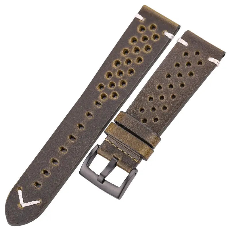Heritage Leather Handmade Cowhide Watch Band 18mm 20mm 22mm 24mm Breathable Oil Wax Treated For Comfort