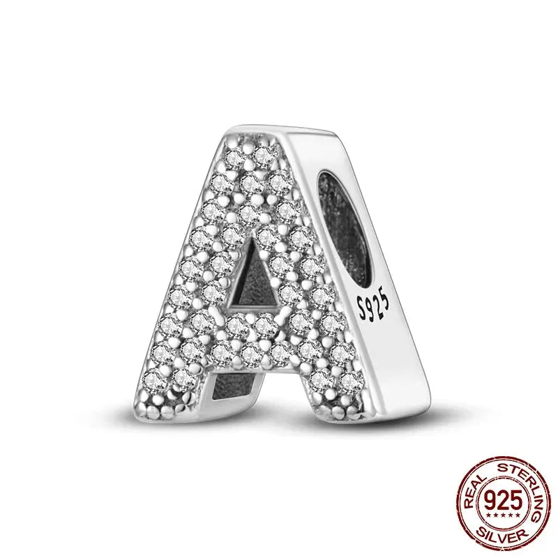 26 Alphabet Beads A To Z 925 Sterling Silver Love Charm Fit Original Bangle Charms Bracelet CZ Zircon Jewelry