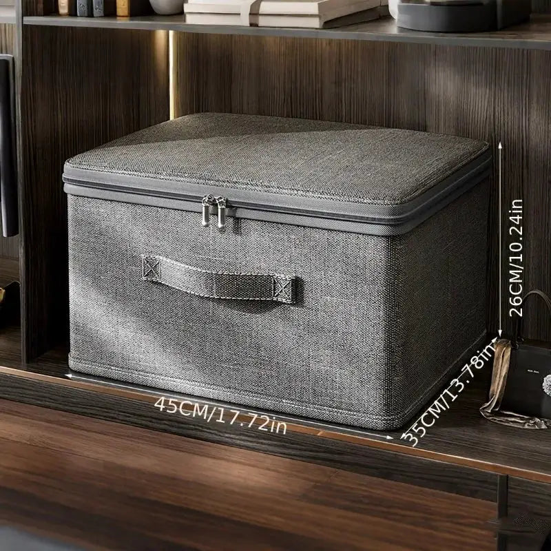 Simples Market fabric storage box with lid and carry handle, gray, stackable 45cm x 35cm x 26cm