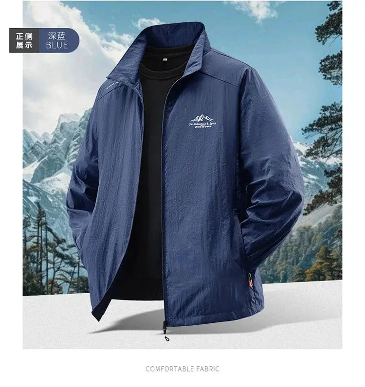 Simples Market 2025 men's blue ultra-light sun protection jacket, breathable UV-protective windbreaker