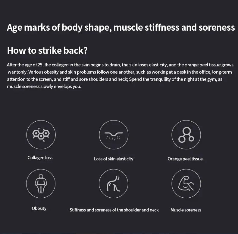 4 in 1 cellulite massager by Simples Market infographic with 6 feature icons.