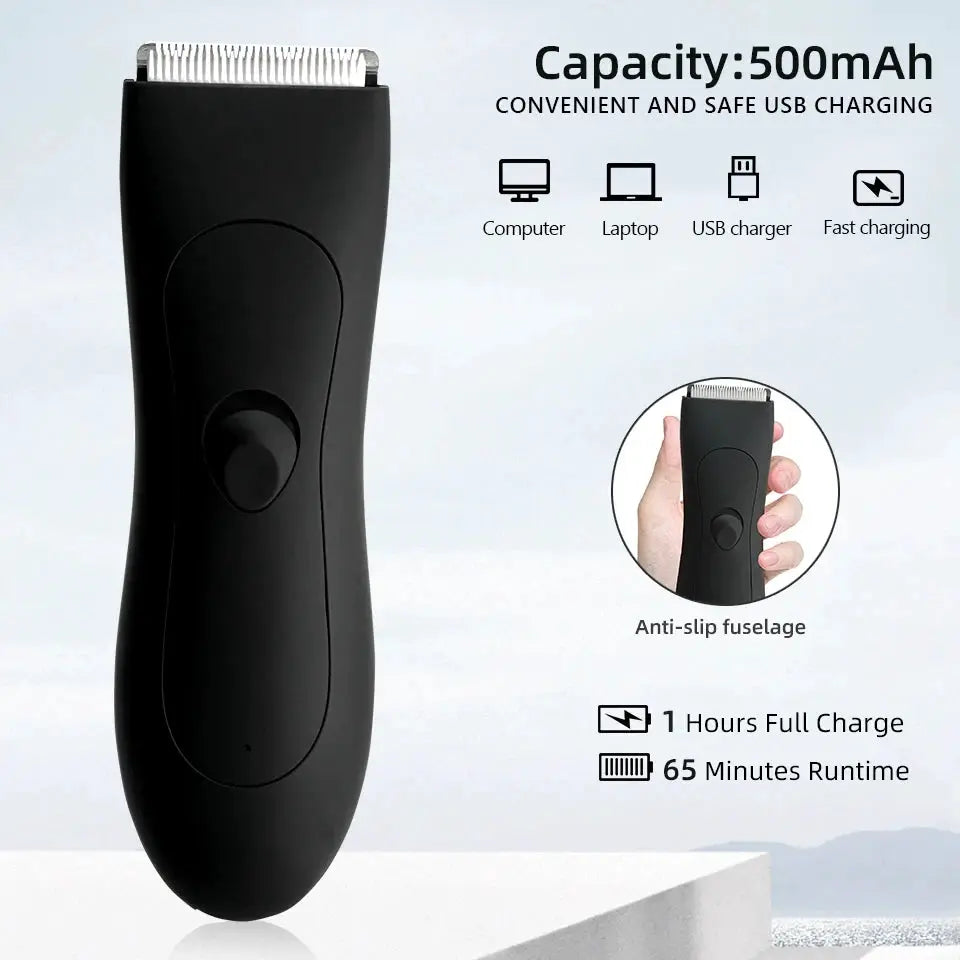 HOMEFISH body hair trimmer by Simples Market, black handheld groin and body groomer
