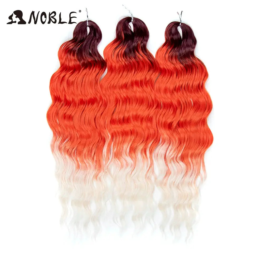 Noble Hair synthetic loose deep wave braiding hair extensions, orange-to-white ombre, 24-inch, 3-pack, Simples Market