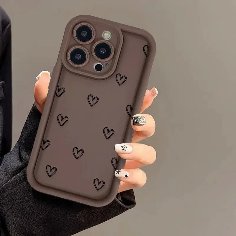 Love Heart IPhone Case Soft TPU Silicone Shockproof Protective Cover With Full Coverage