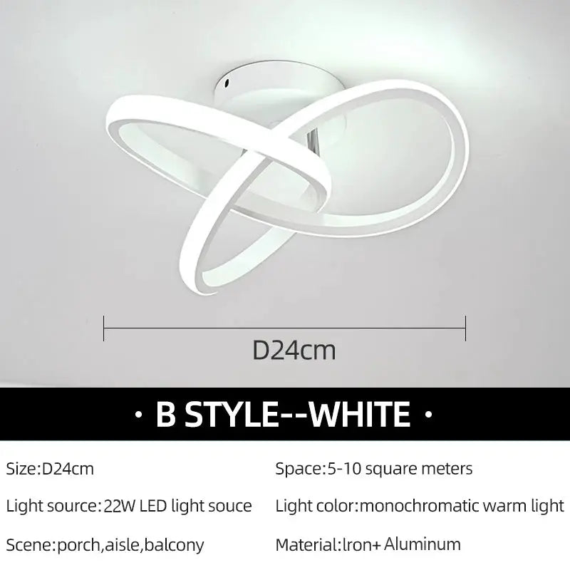 Modern LED ceiling light with white interlocking rings by Simples Market, 24 cm diameter, iron and aluminum