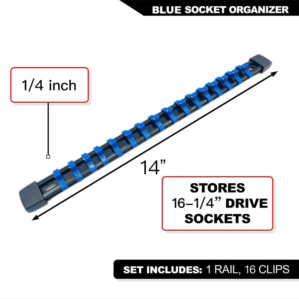 Durable Plastic Socket Organizer Rail Bracket For Quarter Inch Three Eighths And Half Inch Wrenches