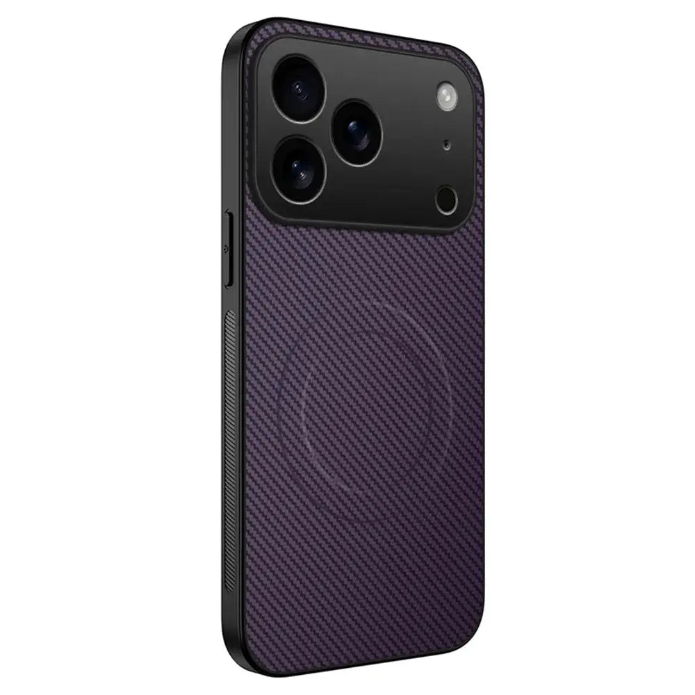 Simples Market iPhone case with purple carbon fiber magnetic leather, ultra-thin MagSafe cover