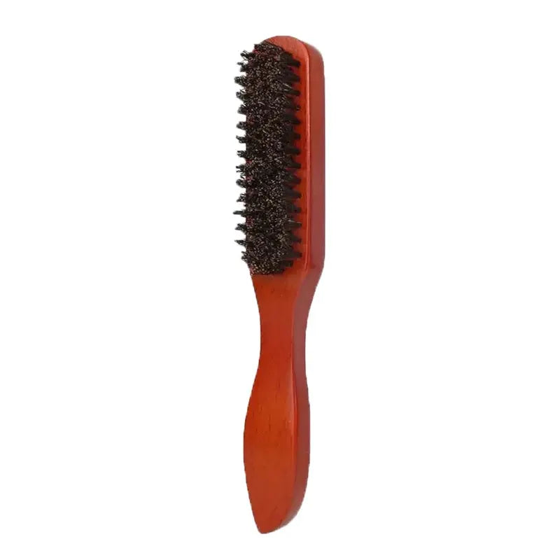 Brown pointed-tail bristle comb with wooden handle; anti-static, unisex, Simples Market