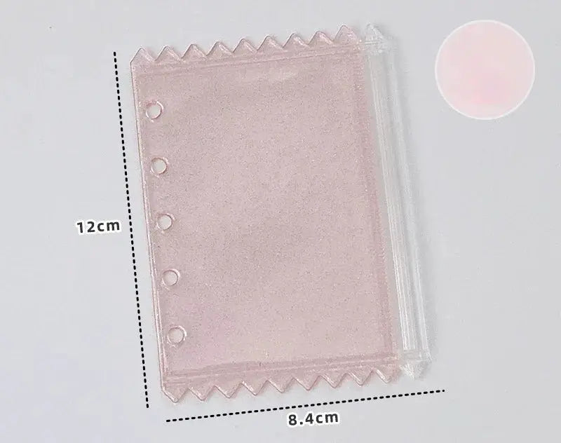 Pink PVC binder with zipper pocket and five holes; candy color, waterproof document folder by Simples Market