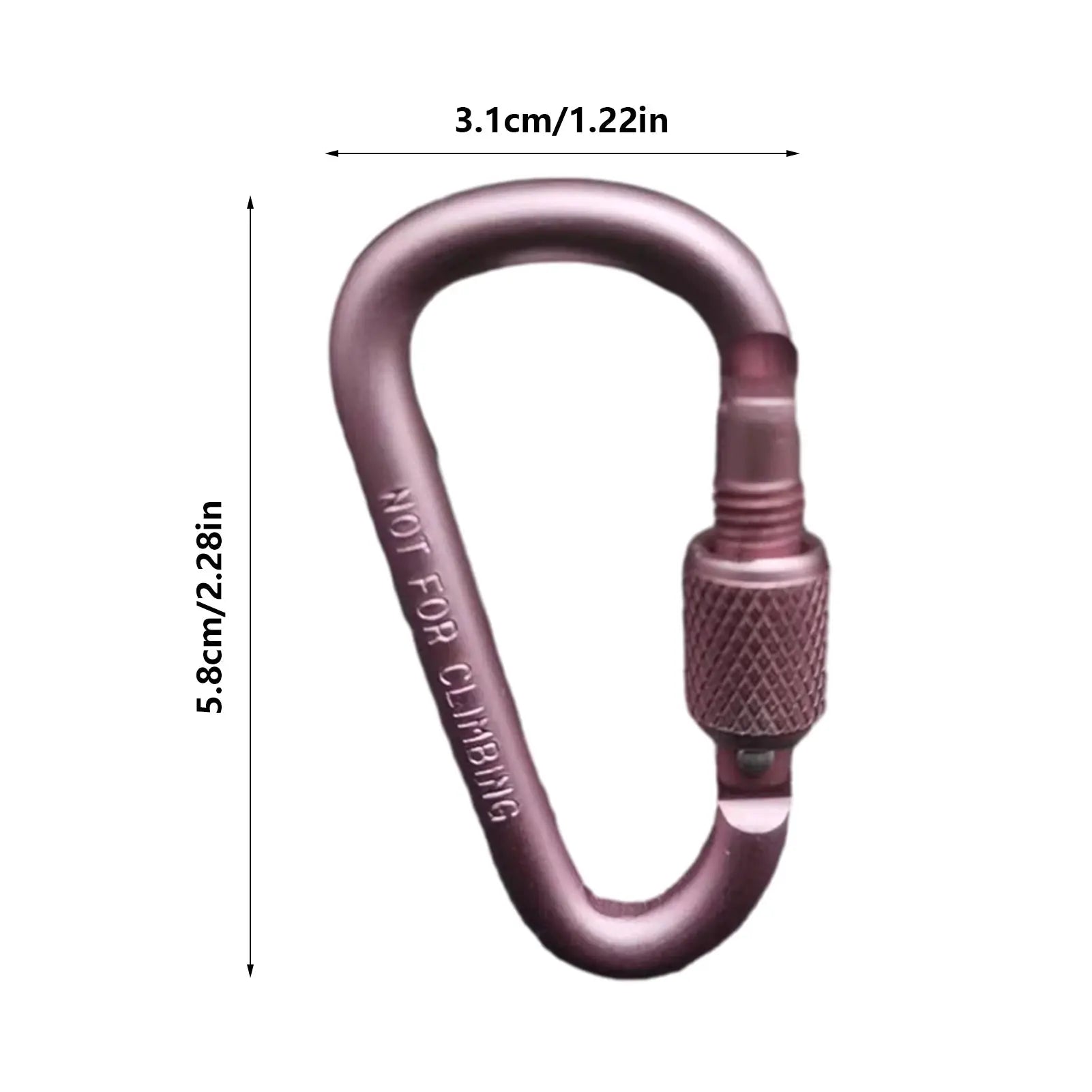 Simples Market pink double-clip carabiner with 360-degree swivel locking hook; not for climbing