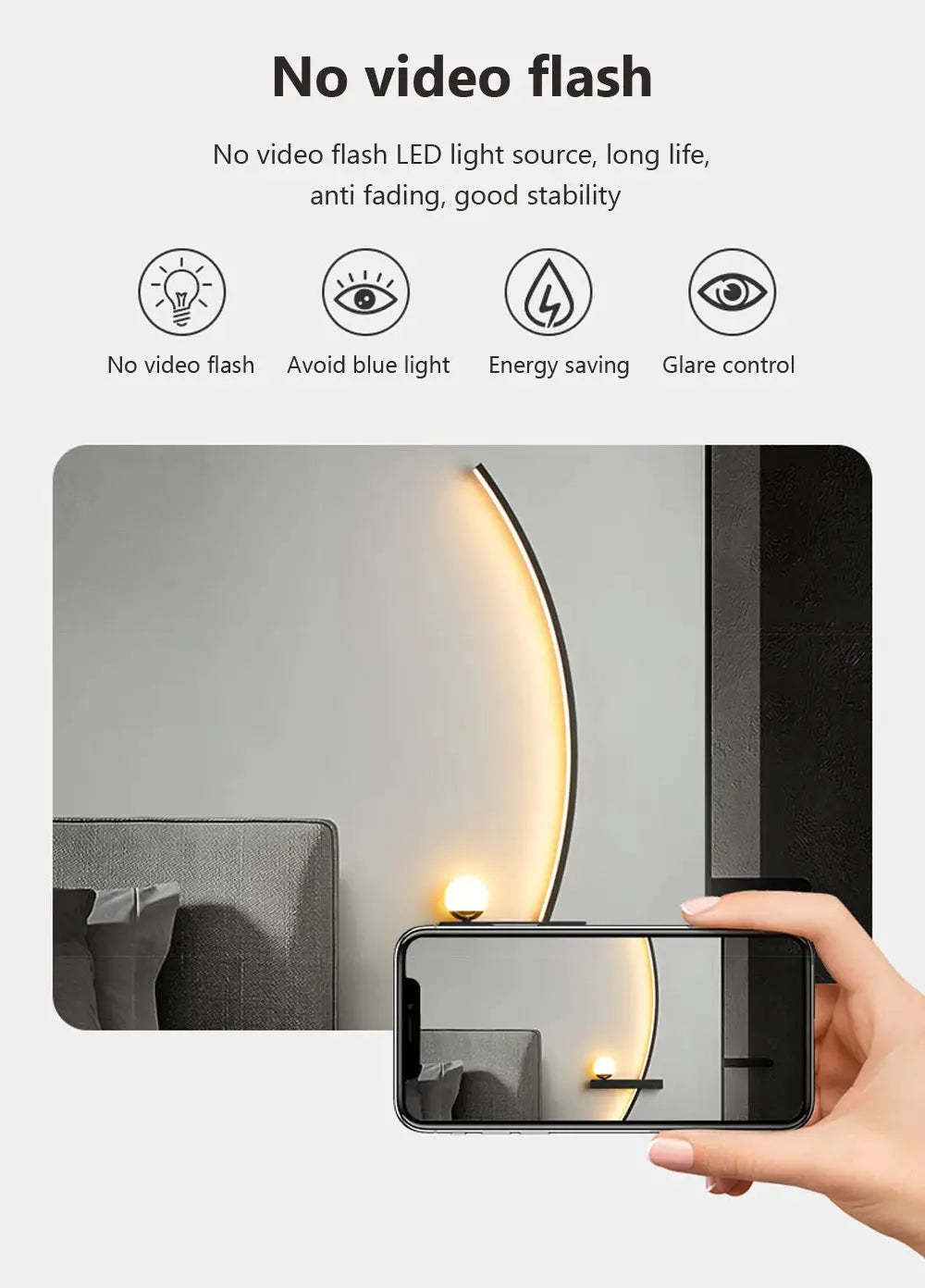 LED wall lamp black curved arc, 55/105 cm, Simples Market decorative lighting fixture for living room