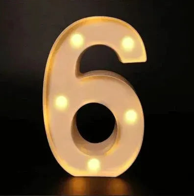 6 numeral LED lamp with warm yellow glow for home decor by Simples Market