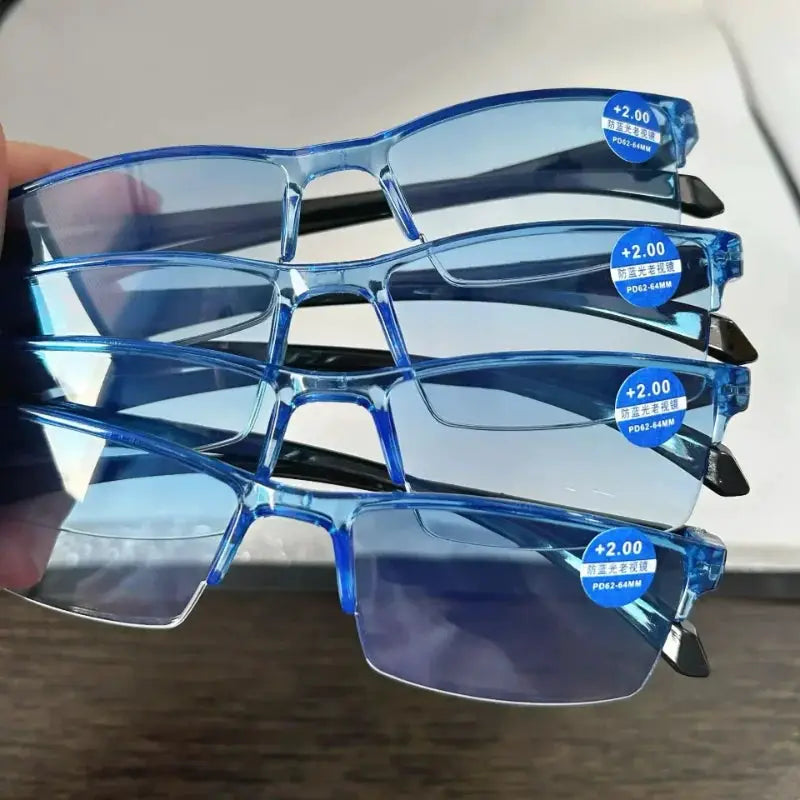 OptiTech Half Frame Blue Light Blocking Reading Glasses With Smart Auto Zoom Autofocus Enhanced Computer Vision