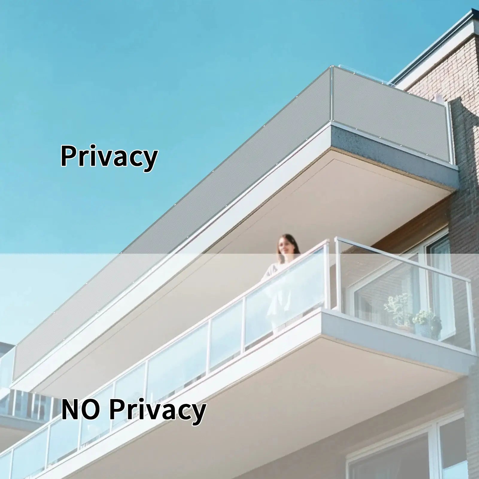 Waterproof sun shade cloth for outdoor patio with grommets, privacy balcony screen