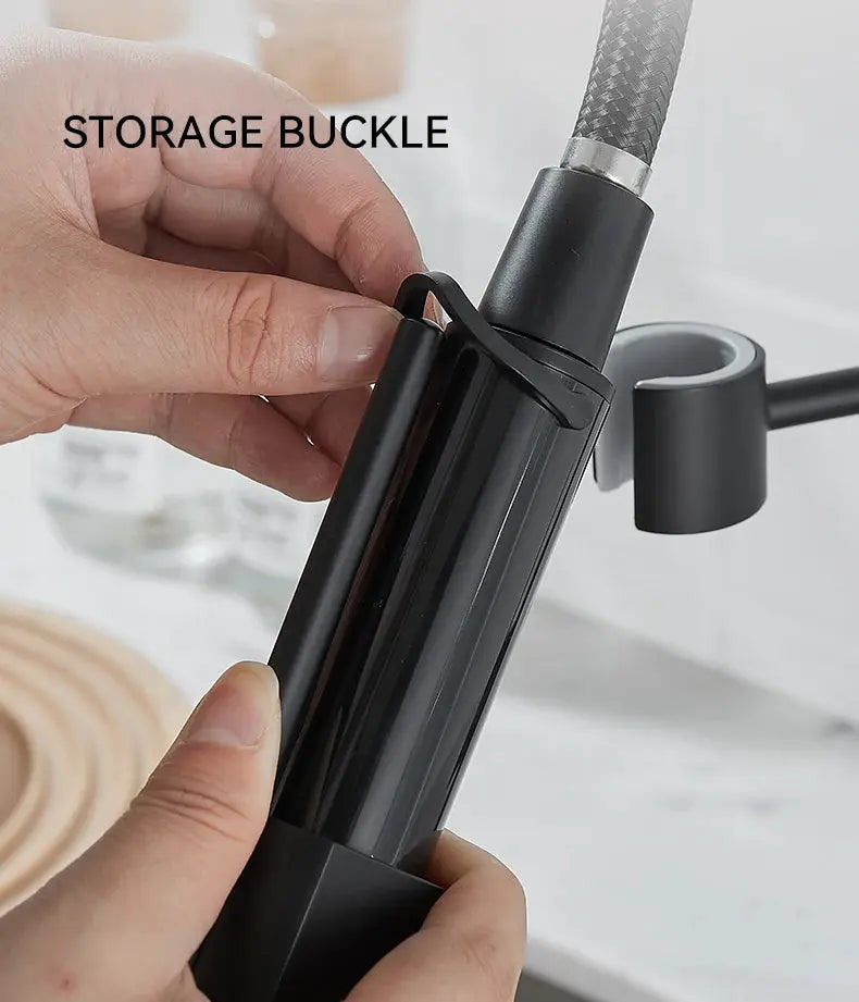 Kitchen faucet with pull-down sprayer, high-arc, single-handle, Simples Market, black finish