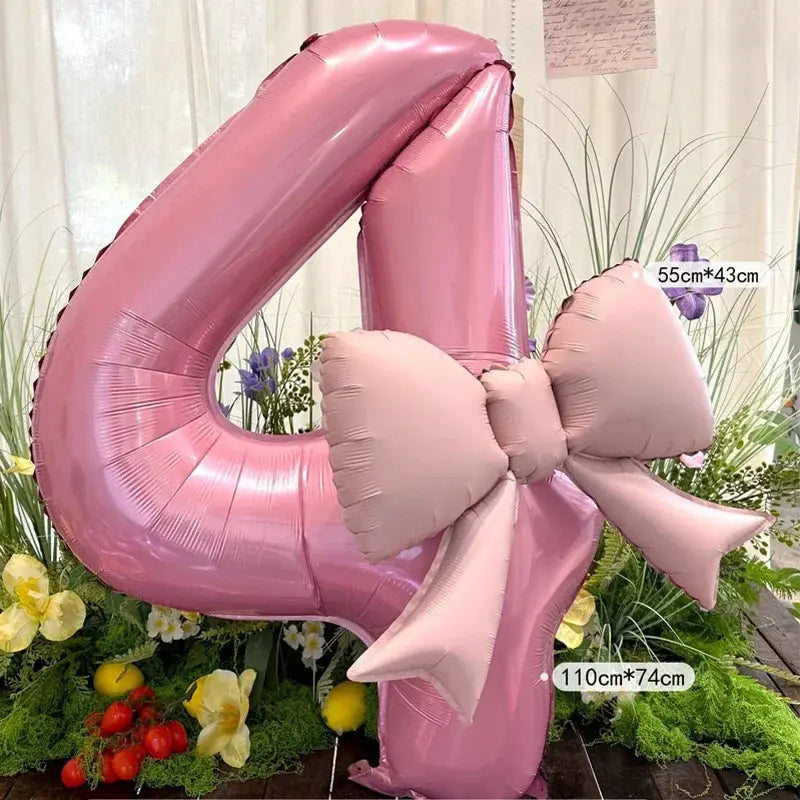 40 Inch Pink Digital Bowknot Aluminum Foil Balloons For Girls Wedding Birthday Party Decor Photo Props