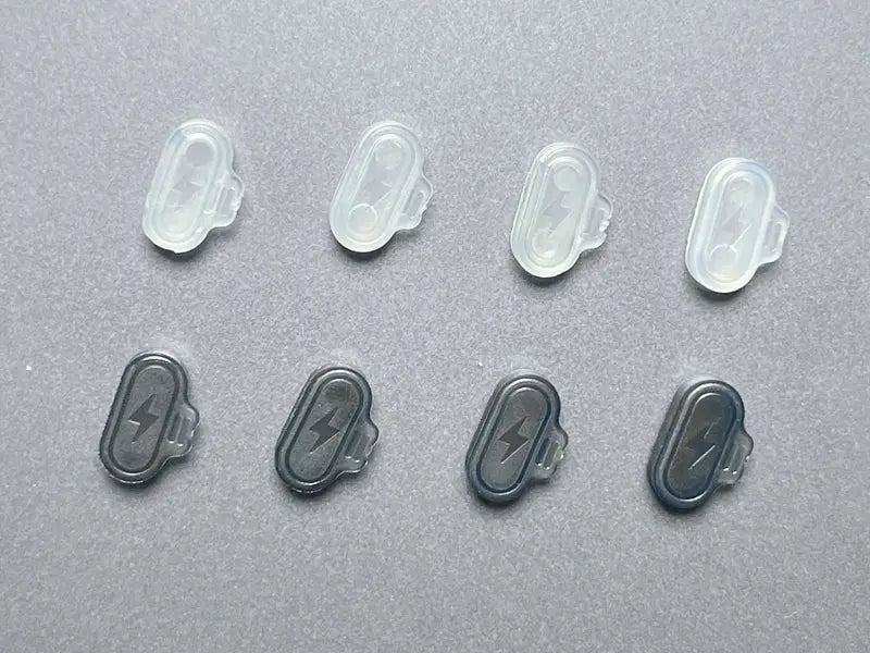 Charging port dustproof plug caps for Garmin watches by Simples Market; 8 clear and black TPU caps