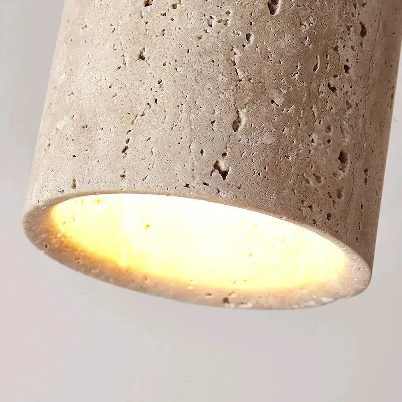 Simples Market Japanese Style LED ceiling lamp, round stone-wood surface-mounted downlight with warm white glow