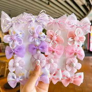 Floral Bow Baby Hairclip Set - Simples Market