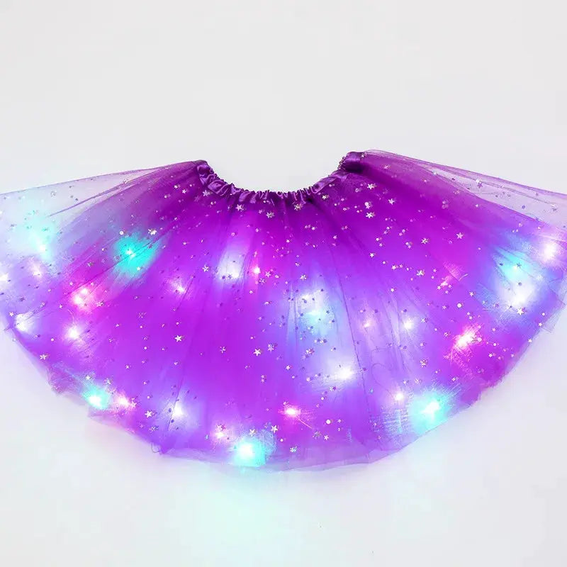 Simples Market LED glowing tulle star skirt, purple gradient tutu with LED lights, women’s dancewear