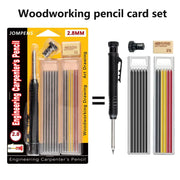 Simples Market carpenter pencil set with built-in sharpener; includes automatic drawing pen and metal cases