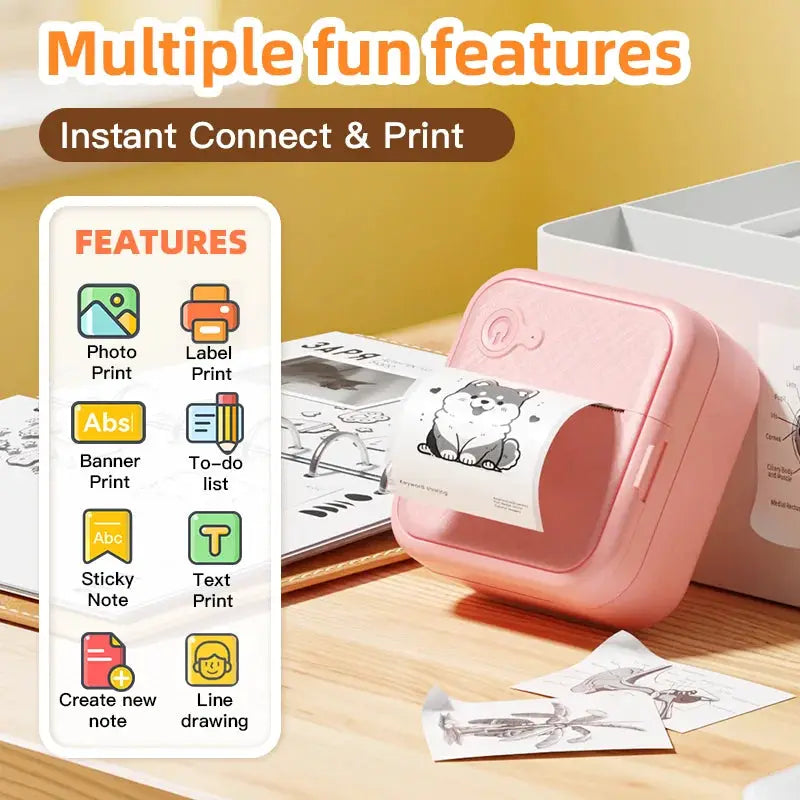 DOLEWA D8 Portable Bluetooth Inkless Sticker Printer Maker For Office