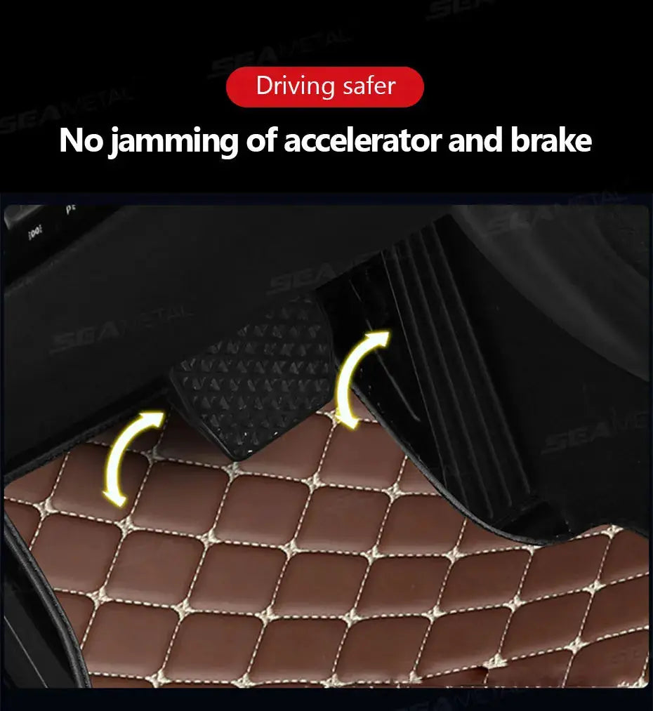 SEAMETAL 4-piece Car Floor Mats, brown quilted universal non-slip waterproof carpet by Simples Market