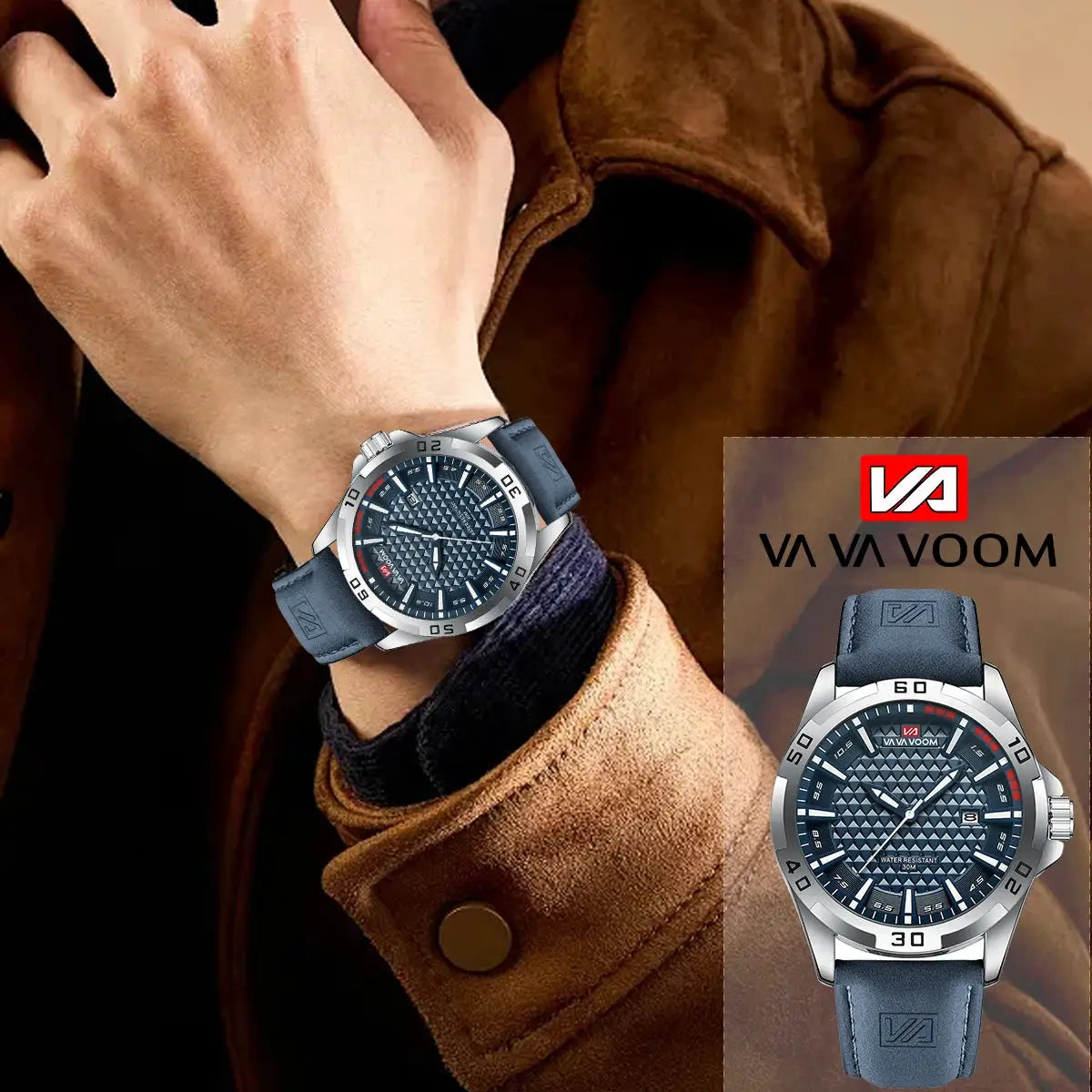 Mens Casual Sport Military Quartz Calendar Wrist Watch Waterproof Leather Strap Business Ready