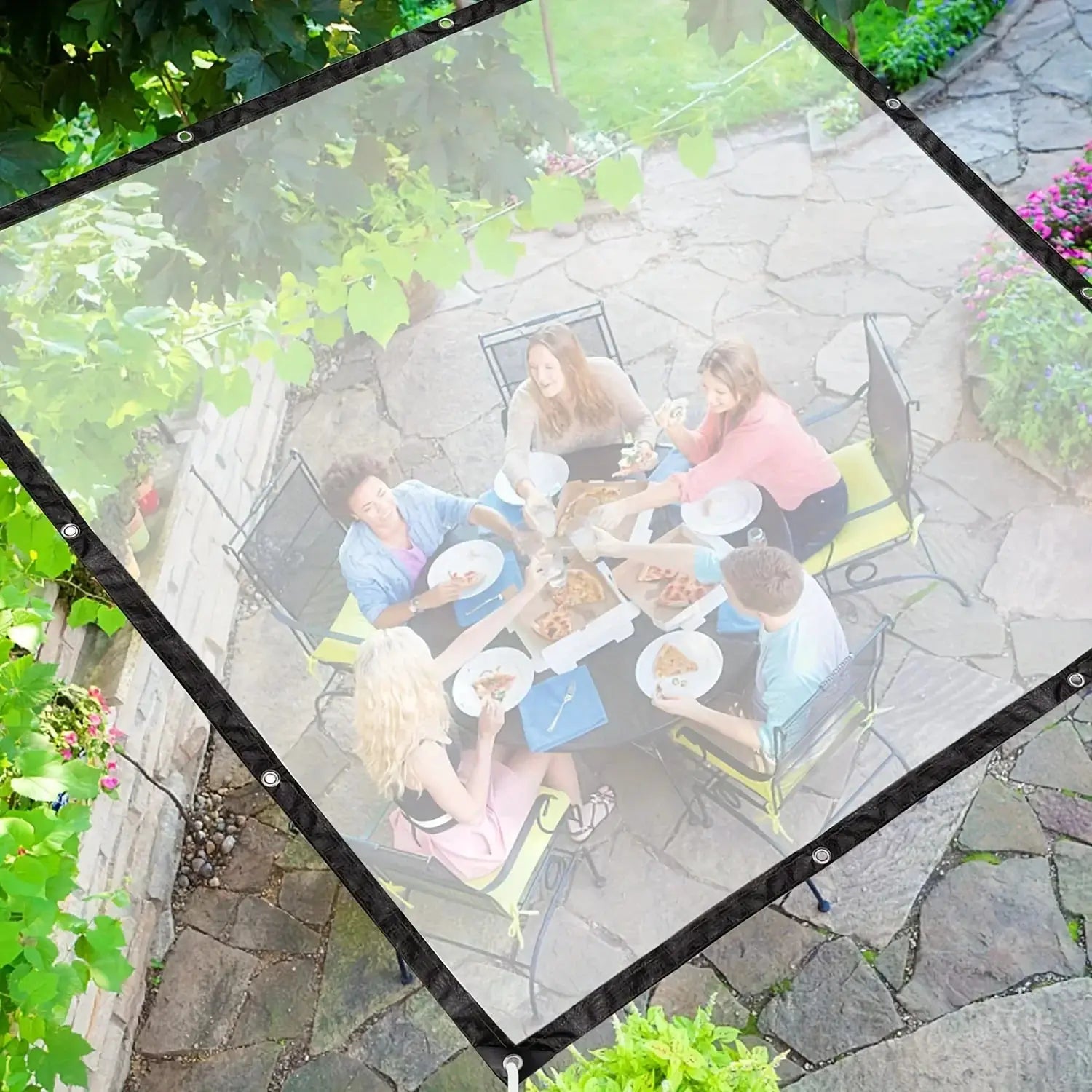 Clear Waterproof Polyester Tarp With Reinforced Grommets For Gardens Patios And Outdoor Adventures