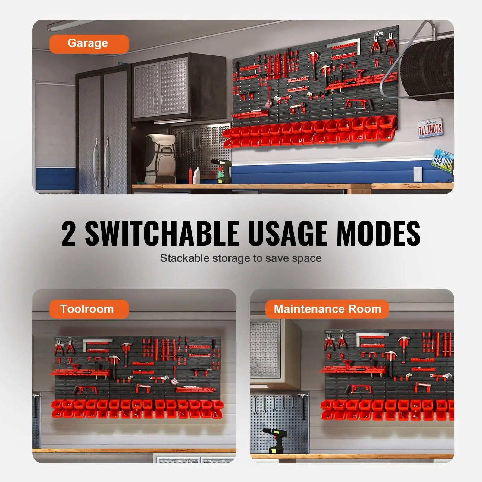 SucceBuy 30 Bin Wall Mounted Storage Bins Rack Organizer For Garage With Wall Panels Hooks For Screws Nails