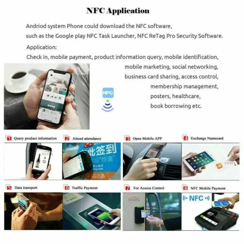 10-pack NTAG215 blank NFC cards in white PVC, 13.56MHz waterproof RFID tags