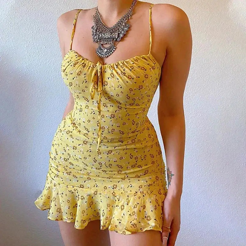 NovaLuxe FloraCamisole Dress Flattering Fit And Flare Silhouette With Small Floral Print For Summer Comfort