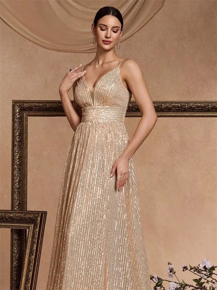 Elegant Backless Sequined Mermaid Evening Gown For Weddings And Proms