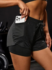 ZenAthlete Women's Elastic Sports Shorts With Pockets Faux Two Piece Yoga Leggings Style For Running And Training