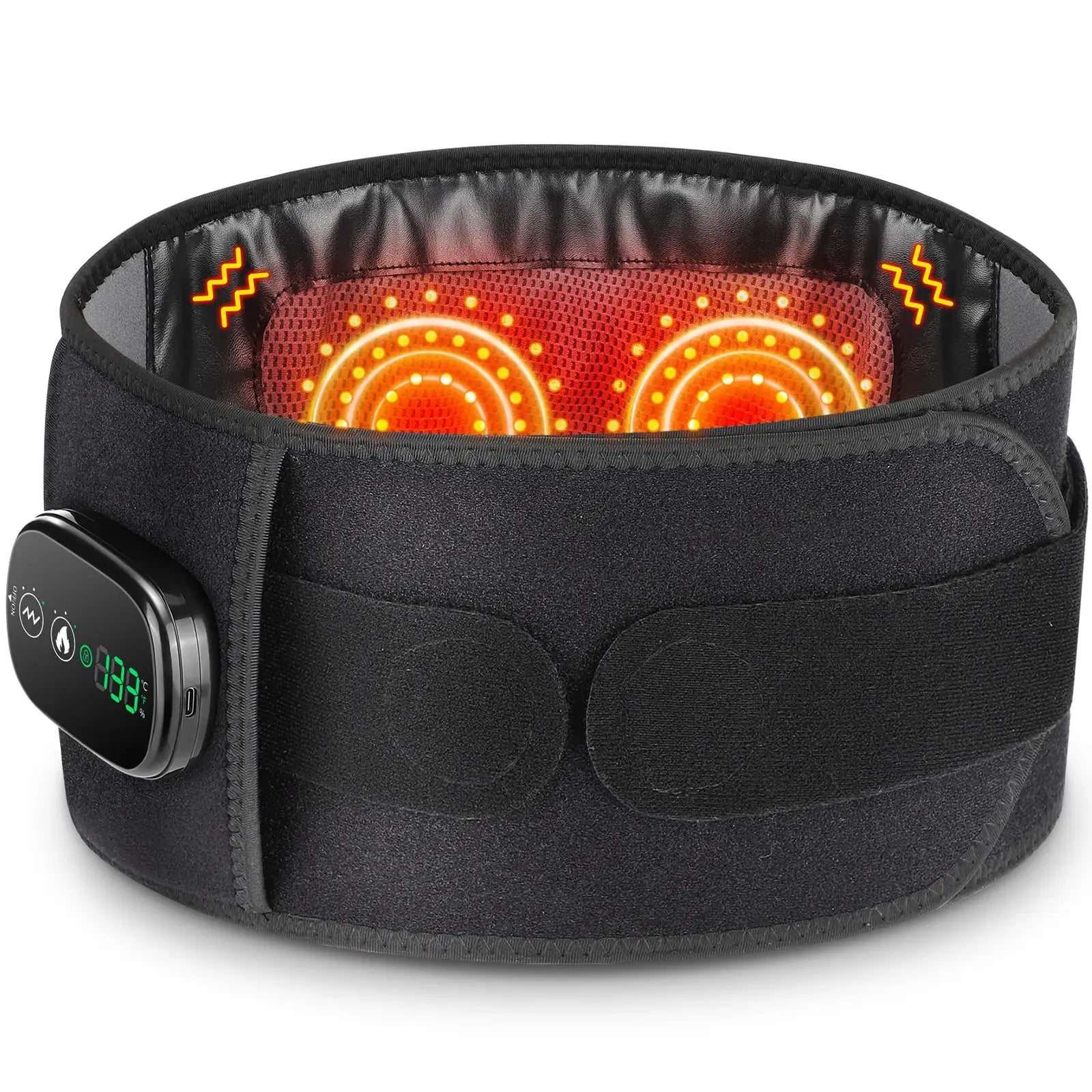Simples Market electric heating waist massager belt, black with heated pads and digital control panel, 3 gear settings