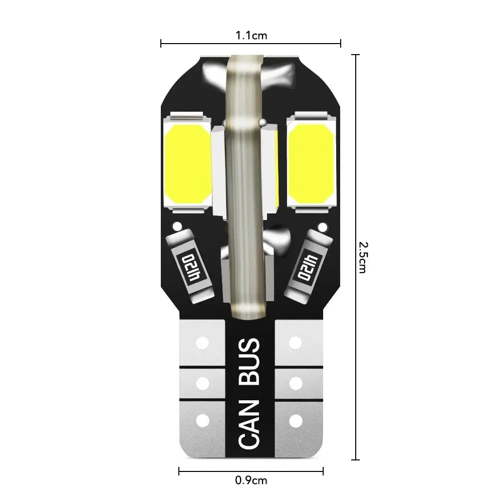 W5W T10 LED Bulbs 12V Canbus 5730 8SMD 6000K Interior Map Dome Parking Lights Lamp