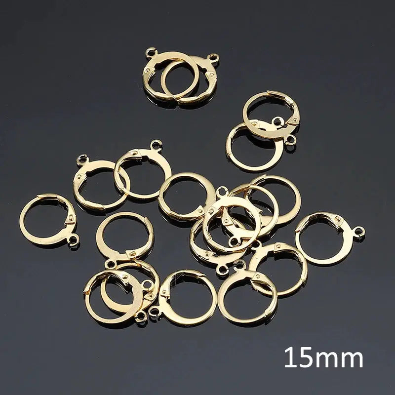 Simples Market 50pcs gold-tone stainless steel earwire hoops, 15mm, DIY jewelry findings