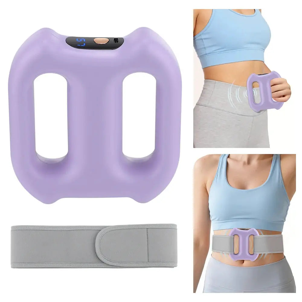Portable purple vibration dual-ring fascia massager with waist belt for fat loss and muscle relief