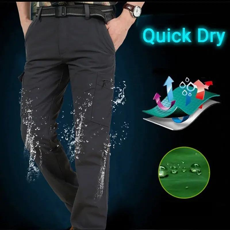 Men's outdoor waterproof tactical cargo pants, Simples Market, dark gray, quick-dry breathable.