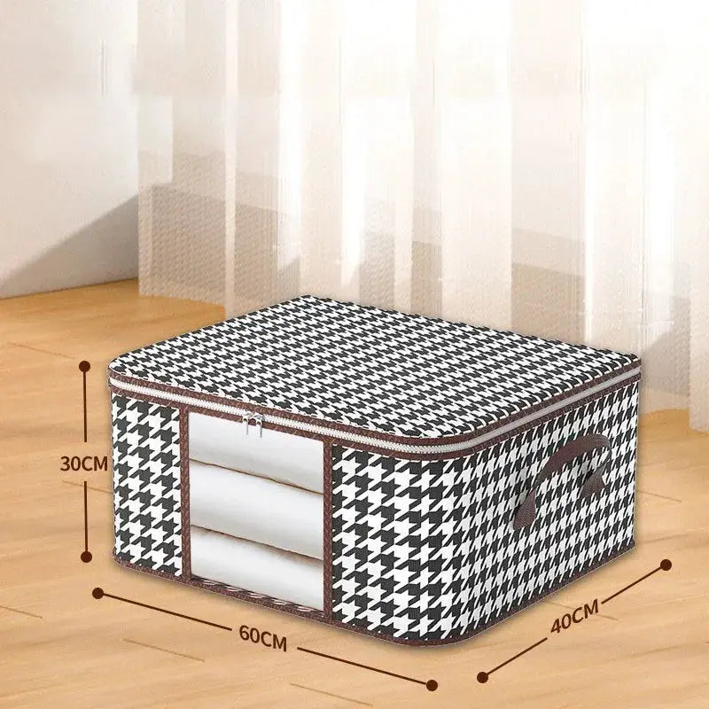 Large Capacity Storage Box With Handles For Clothes And Quilts Foldable Dustproof Zipper Closure Non Woven Fabric