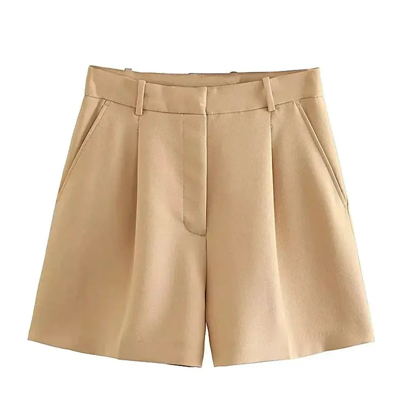 HXAO Pleated Baggy High Waist Shorts For Women Summer 2024 White Black Pink Polyester Broadcloth Casual Comfort