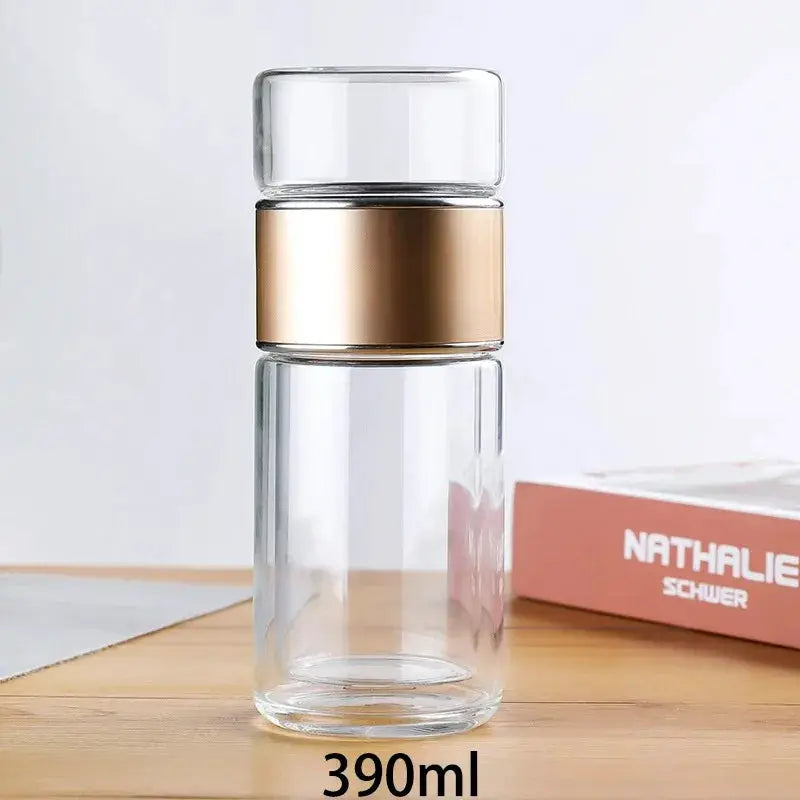 ClearSip 420ml Double Wall Borosilicate Tea Water Bottle Infuser Keeps Tea Fresh And Flavorful On The Go