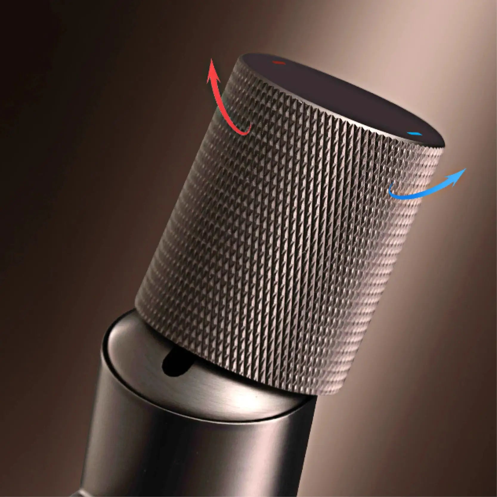 Simples Market brass black bathroom faucet with round knurled metal body and hot/cold indicators