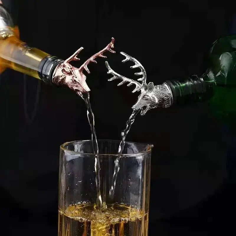 Golden Deer Head Bottle Oiler With Cork Stopper For Wine And Olive Oil Dispenser