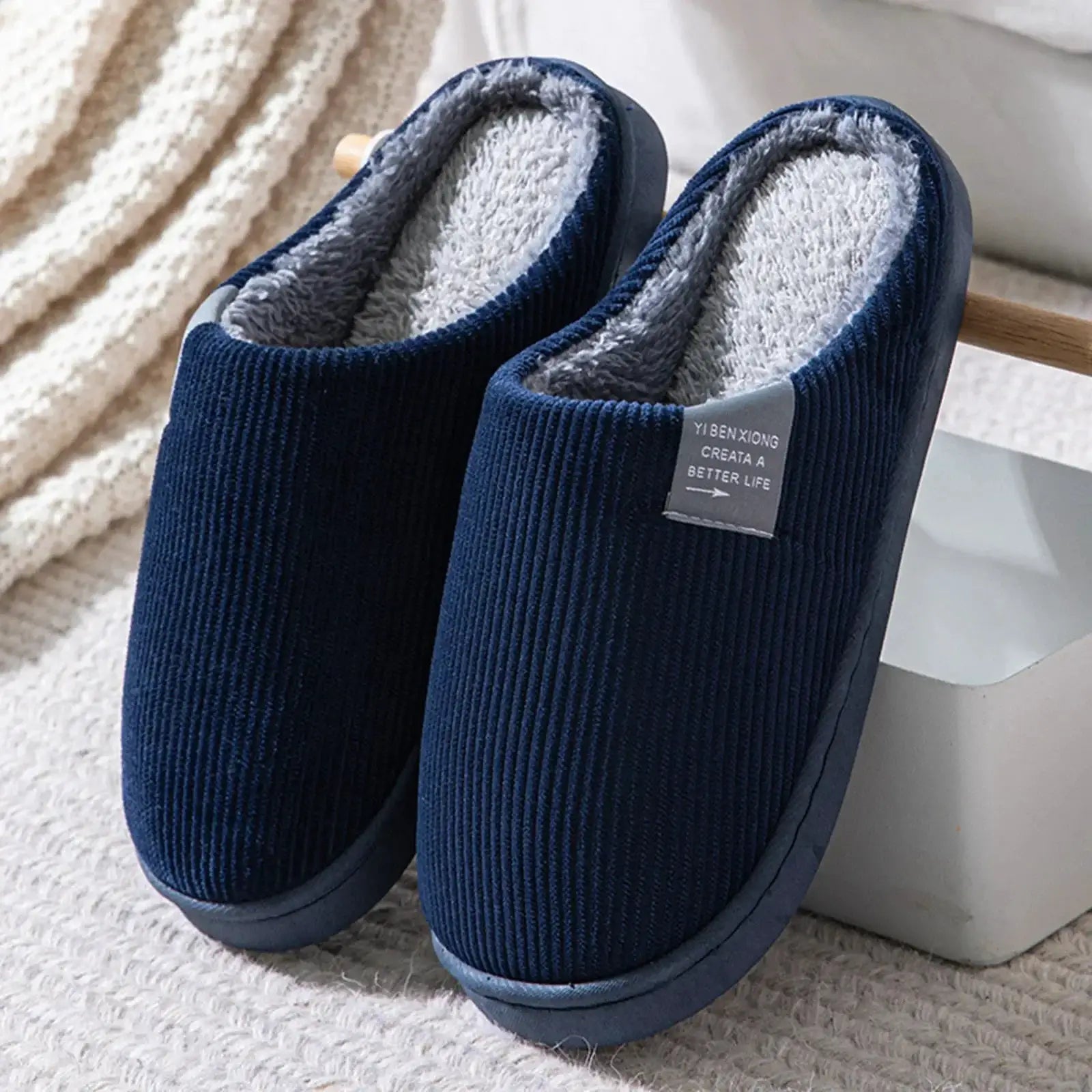CozyNest Unisex Indoor Slippers Thick Soft Bottom Plush Thermal Non Slip Comfort For Winter